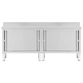 vidaXL Mesas trabalho c/ portas correr 2pcs 200x50x(95-97)cm aÃ§o inox.