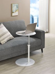 Orbit 15.5" End Table with Height Adjustable White Marble Textured Top