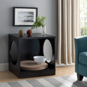 Circle Design Comfortable Pet End Table with Removable Mat in Red Cocoa