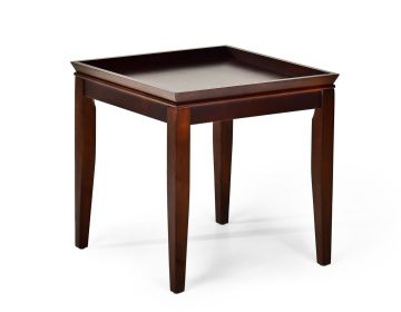 Contemporary Cherry End Table - Sturdy Manufactured Wood, Tray Top, Distressed Finish - Perfect Addition for Any Home