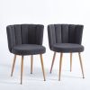Modern GRAY dining chair(set of 2 ) with iron tube wood color legs, shorthair cushions and comfortable backrest, suitable for dining room, living room