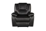 Hong Kong Power Reclining Chair made with Faux Leather in Black