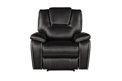 Hong Kong Power Reclining Chair made with Faux Leather in Black