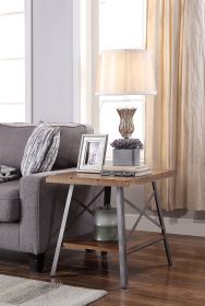 ACME Ikram End Table (2Pc Pk) in Weathered Oak & Sandy Black 81177