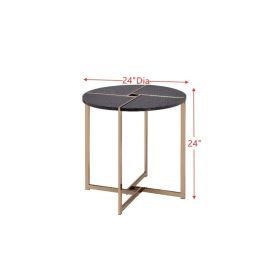 ACME Bromia End Table, Black & Champagne 83007