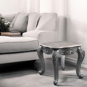 ACME Ariadne End Table, Marble & Platinum 85347