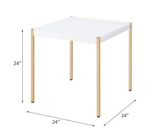 ACME Otrac End Table in White & Gold Finish LV00035
