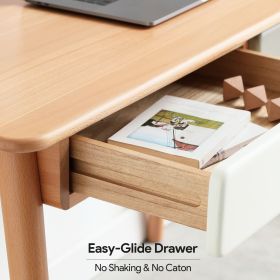 Solid Wood Computer Desk - 47'' Large Size Office Desk with 2 Drawers, Modern Simple Style PC Table with Gap Design for Home Office, Work, Student