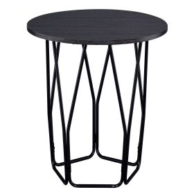 Espresso and Black End Table with Drum Shape