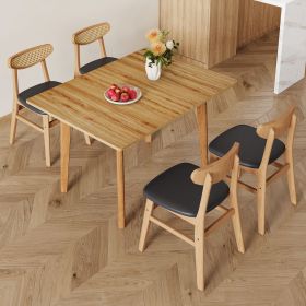 Wood colored MDF desktop with rubber wooden legs, foldable computer desk, foldable office desk