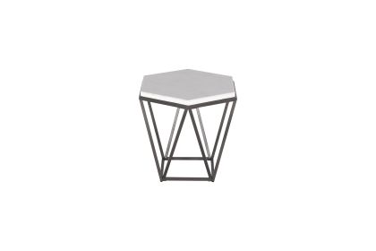 Corvus - End Table With Marble Top Hexagon - White