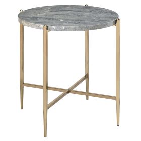Grey and Champagne Round End Table