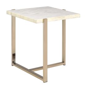 White and Champagne Rectangular End Table