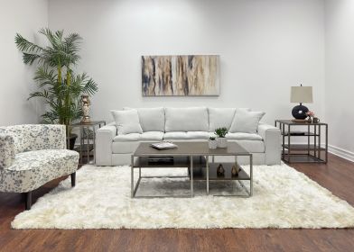 Padena 3-Piece Metal Frame Wood Living Room Coffee Table and 2 End Tables Set
