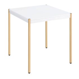 White and Gold Square End Table