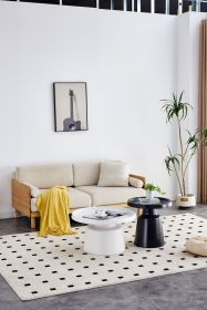 Set of 2 round metal side coffee table black and white 70cm and balck 50 cm