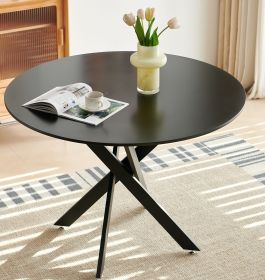 42.1"BLACK Table Mid-century Dining Table for 4-6 people With Round Mdf Table Top, Pedestal Dining Table, End Table Leisure Coffee Table,cross leg