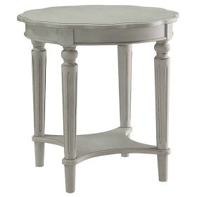 Antique Slate End Table with Bottom Shelf