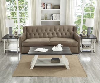 Athens Contemporary 3-Piece Wood Shelf Coffee Table Set in Weathered Charcoal and Beige