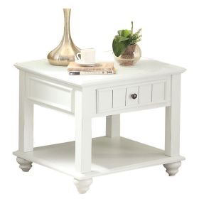 White Washed End Table with Bottom Shelf