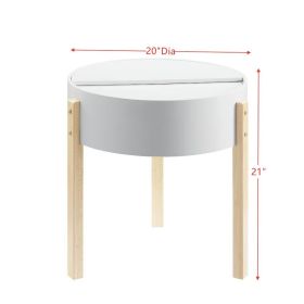 ACME Bodfish End Table, White & Natural 83217