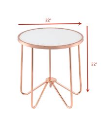 ACME Alivia End Table in Rose Gold & Frosted Glass 81837