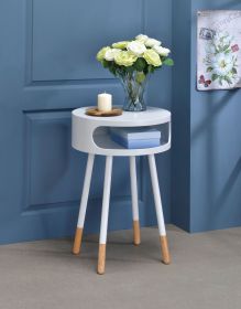 ACME Sonria End Table in White & Natural 84445