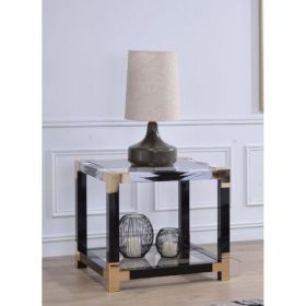 ACME Lafty End Table in White Brushed & Clear Glass 81002