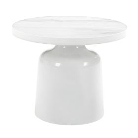 ACME Zaid End Table, Engineering Marble & White High Gloss Finish LV04226