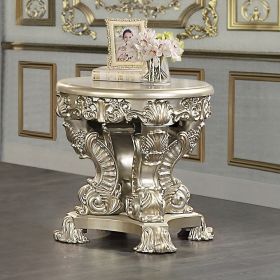 Antique Gold End Table with Floral Legs