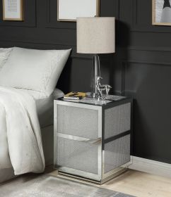 ACME Lavina End Table, Mirrored & Faux Diamonds 88017