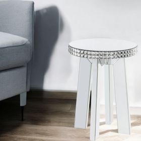 ACME Lotus End Table, Mirrored & Faux Crystals 88012