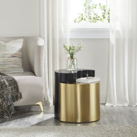 Modern & Contemporary Style End Table Made with Iron Sheet Frame in Black & Gold