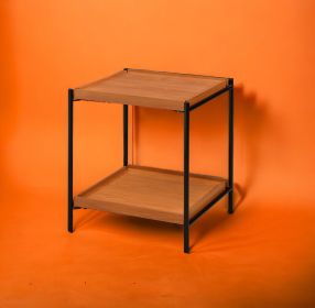Honey Oak and Black End Table with Shelf