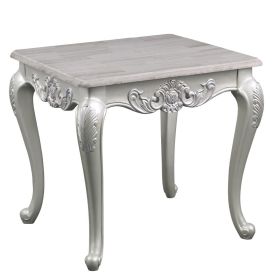 Melrose Traditional Style End Table Made with wood in Silver Finish