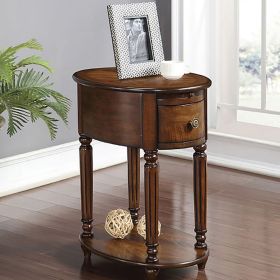 Dark Oak Accent Table with Bottom Shelf