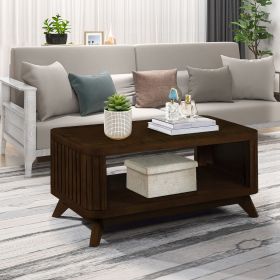 Rectangular Wood Coffee Table for Living Room, 41.5-Inch Coffee Table with Solid Wood Legs