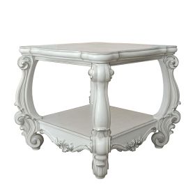Bone White End Table with Bottom Shelf