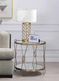 ACME Zekera End Table, Champagne & Mirrored 83942