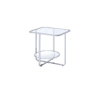 ACME Hollo End Table, Chrome & Glass 83932