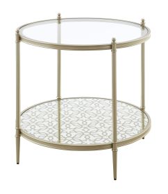 ACME Zaba End Table, Glass Top & Champagne Finish LV02756