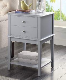 conifferism Grey Nightstand with 2 Drawers,Tall Bedside Table with Storage Shelf,Wooden End Tables Bedroom