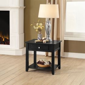 Black End Table with Bottom Shelf