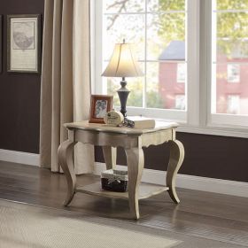 Antique Taupe End Table with Bottom Shelf