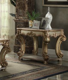Gold Patina End Table with Bottom Shelf