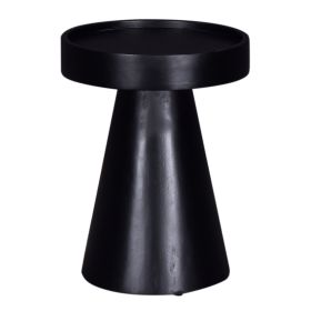 Glam 16 in. Solid Wood Round Pedestal End/Side Table, Living Room Sofa Side Accent Table, Black