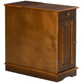 HOMCOM Side Table with Flip Top, Accent End Table with Storage Drawer for Living Room, Espresso