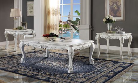 ACME Dresden End Table, Bone White Finish LV01692