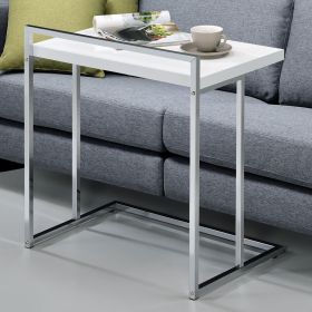 White High Gloss Rectangular Top Snack Table with Metal Legs