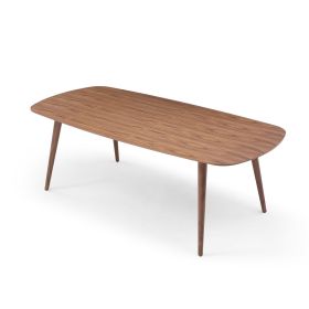 86.61inch Modern mid-Century Dining Table Rectangular Table Walnut Color